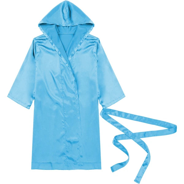 Men's Silk Satin Pajamas Hooded Bathrobe with Belted Set Bath Robe Sleepwear