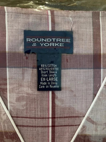 NWT Roundtee & Yorke Mens XL Short Pajama 2PC Set Cotton Polyester Burgandy