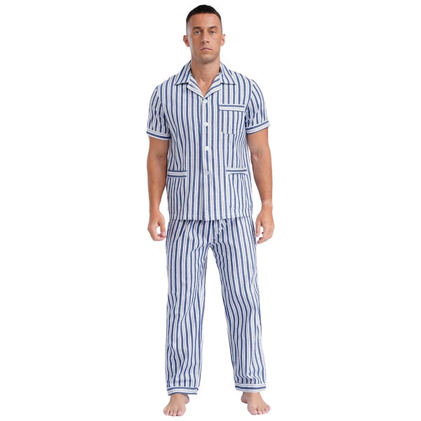 Mens Homewear Sleep Pajama Set Outfit Sleepwear Pockets Nightgown With Pants