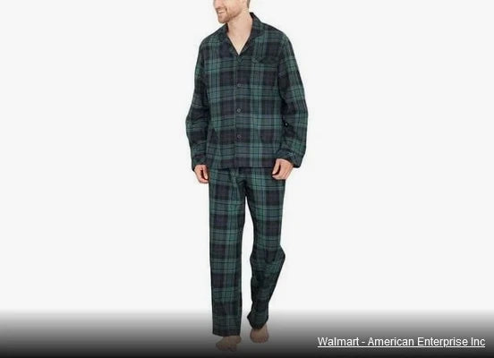 MAJESTIC INTERNATIONAL MEN'S COTTON FLANNEL PAJAMA SET(GREEN PLAID XL)NWT
