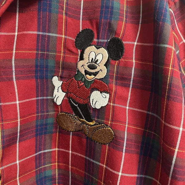 Disney Store Mickey Mouse Pajama Set Men’s Large Plaid Light Flannel Christmas