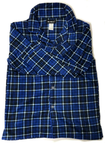 Men's Long Sleeve Pajama Lounge Set Comfortable PJ's Soft Fleece Plaid Sleepwear