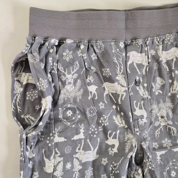 Men's North Pole Trading Company Deer 2 Piece Pajama Set, Grey, S