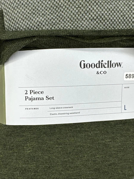 Men’s Solid Elevated Long Sleeve Pajama Set-Goodfellow & Co Olive Green L