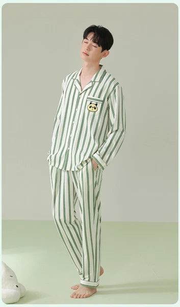 Fashion New Men's Striped Sleepwear Antibacterial Comfortable Fashion Pajama Set