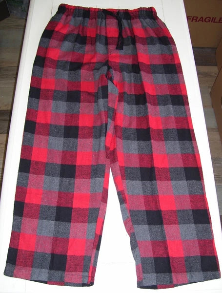 Perry Ellis Portfolio 2 Pc Black LS Shirt Flannel Buffalo Plaid Pants Pajamas L
