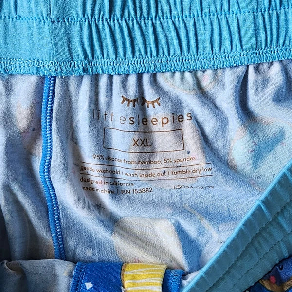 Little Sleepies Pajama Set Men's XXL Blue Cookie Milk Bamboo Comfort PJs Lounge