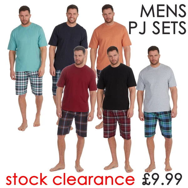 Mens Shorty Pyjamas T-Shirt and Shorts Pyjama Set Summer Medium Large XL XXL UK