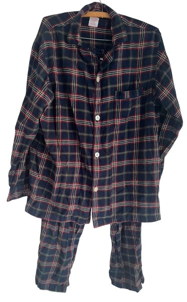 Brooks Brothers Mens Flannel Pajama Set Sz M Cotton Navy Red Plaid Cozy