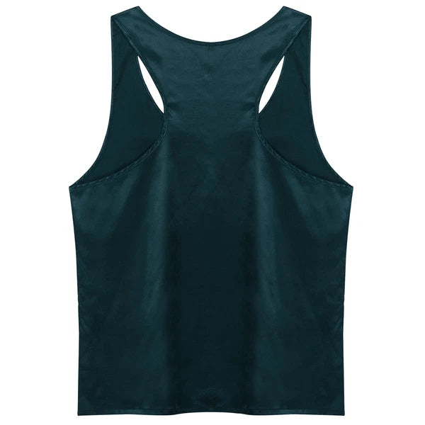 Mens Satin Pajamas Set Sleeveless Tank Top with Shorts Sleepwear Nightwear
