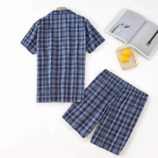 Mens Short Pyjama Set Cotton Pyjamas T Shirt Shorts Loungewear Sets Nightwear