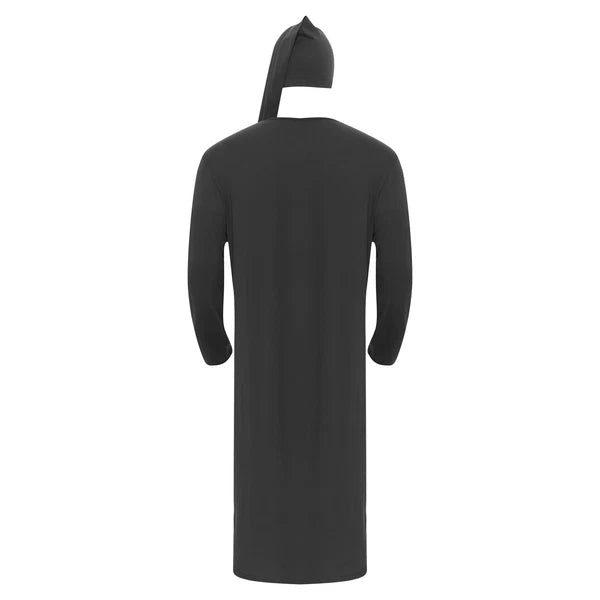 Men's Sissy Nightwear Loose Striped Robe Long Sleeve Nightshirt Cap Pajama Sets