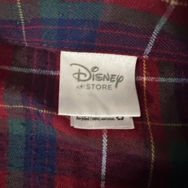 Disney Store Mickey Mouse Pajama Set Men’s Large Plaid Light Flannel Christmas