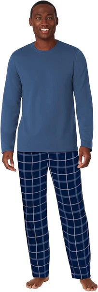 Cuddl Duds Men's Cozy Lodge 2Pc. French Terry Sweatshirt & Plaid Pajama Set,  XL