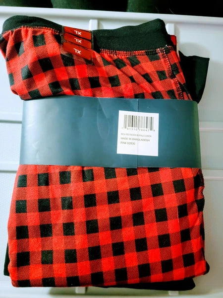 Mens Lands' End 2 Piece Lounge Set Red Buffalo Check Size XL Pajama Set
