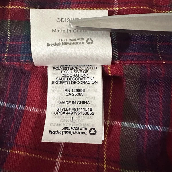 Disney Store Mickey Mouse Pajama Set Men’s Large Plaid Light Flannel Christmas