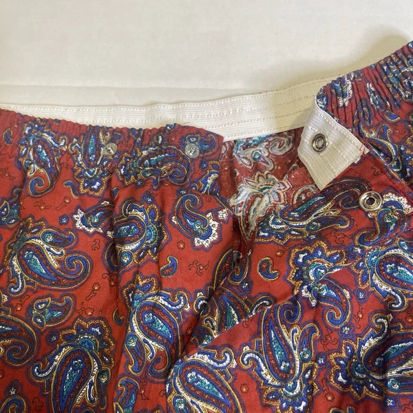 Bill Blass Men’s Pajama Set 2 Piece Paisley Print Blue Red Large 100% Cotton