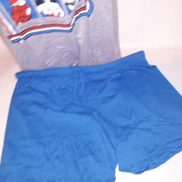 Justice League Pajama Set Top & Bottom Mens Blue Gray Graphic Tee Short Sleeve
