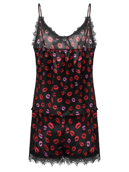 Mens Satin Pajamas Set Sleeveless Tank Top with Shorts Sleepwear Nightwear