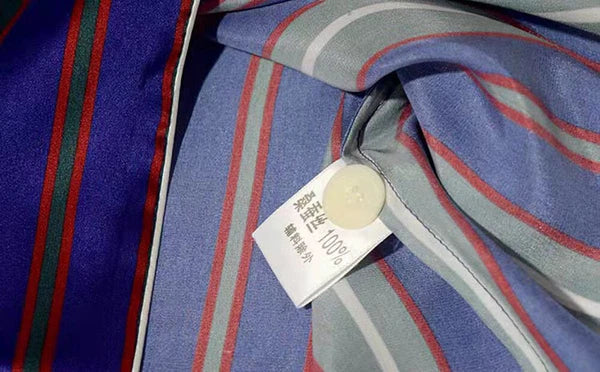 Men's 100% Mulberry Silk Striped Pajamas Set Long Sleeves Silk Sleepwear S M L