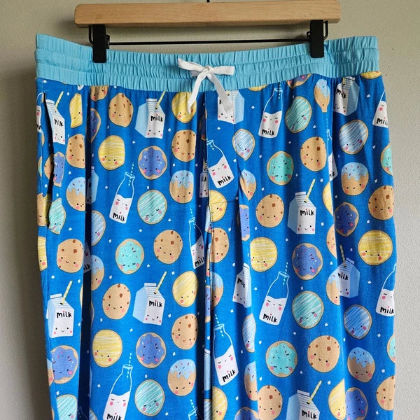 Little Sleepies Pajama Set Men's XXL Blue Cookie Milk Bamboo Comfort PJs Lounge