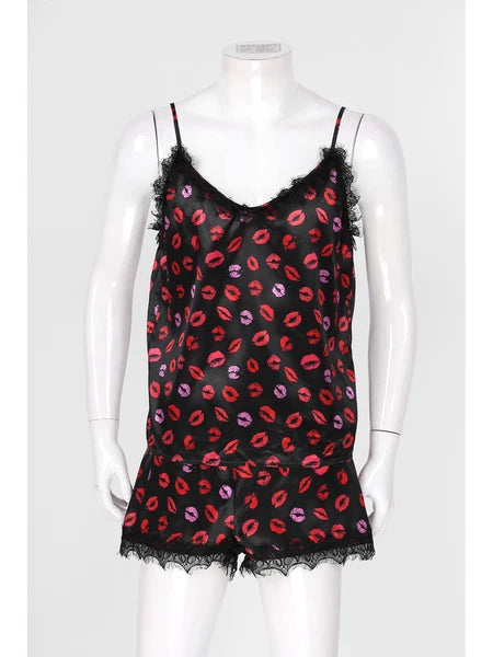Mens Satin Pajamas Set Sleeveless Tank Top with Shorts Sleepwear Nightwear