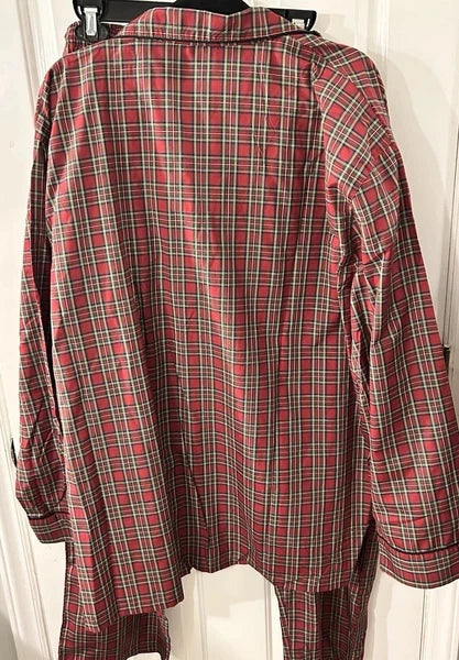 Hanes Men's Size XL Woven Cotton Blend Red Plaid Pajama Set NEW