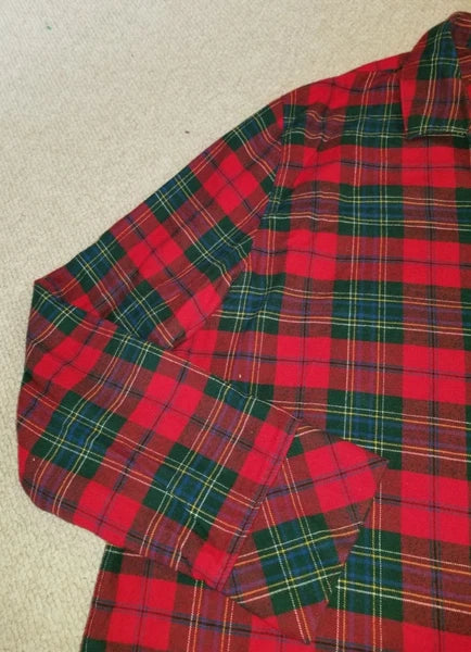 Mens Pajama Set-PENDLETON-red/green Scotch plaid 100% cotton flannel-XL
