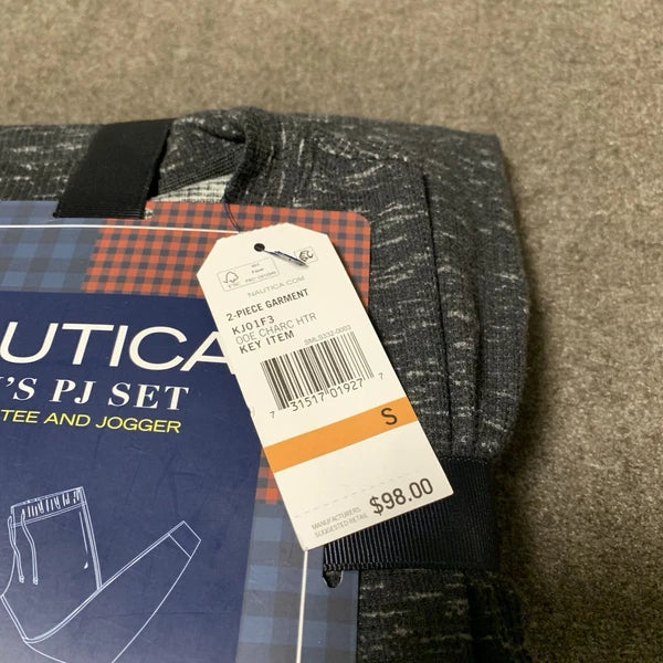 Nautica Men's Pajama Set Sleep T-Shirt Pants Lounge Set Charcoal Heather S