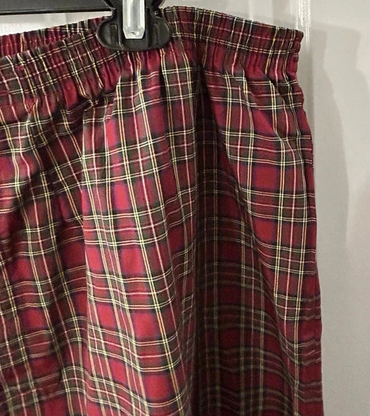 Hanes Men's Size XL Woven Cotton Blend Red Plaid Pajama Set NEW