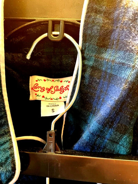Lanz of Salzburg Men's Flannel Pajama - GREEN BLUE Tartan Plaid Size SMALL NWOT