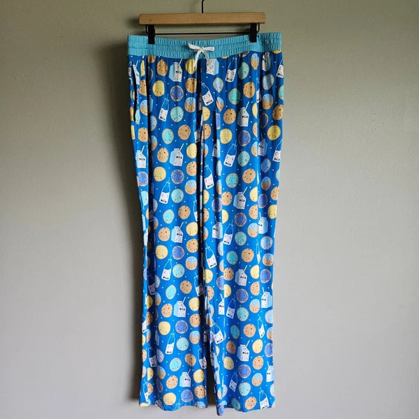 Little Sleepies Pajama Set Men's XXL Blue Cookie Milk Bamboo Comfort PJs Lounge