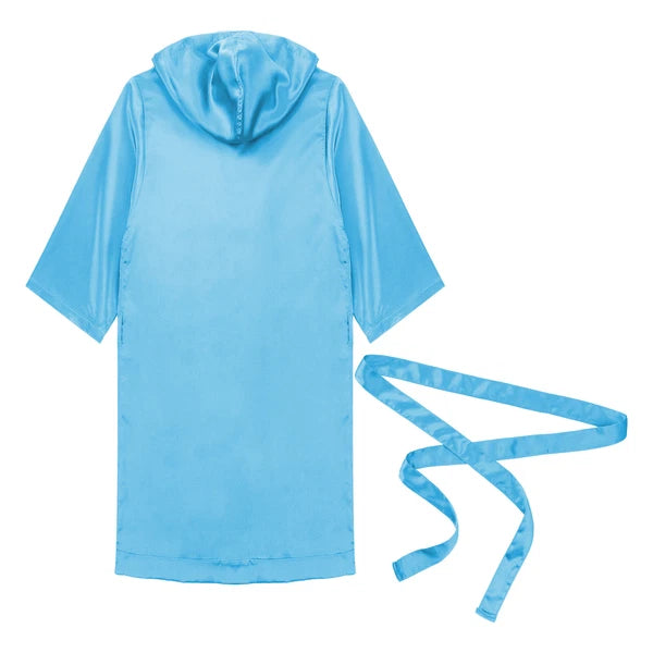 Men's Silk Satin Pajamas Hooded Bathrobe with Belted Set Bath Robe Sleepwear