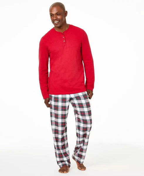 Family Pajamas Men's 2-Piece Pajama Set, Stewart Plaid Multi, Medium