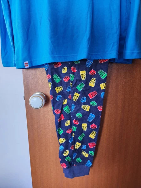 Lego Master Mens Blue Navy Printed 2 Piece Long Pyjama Set Size M New