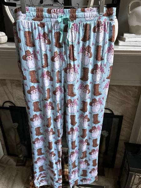 NEW NWT $55 SWEETHART "Cowboy Santa" men's Christmas pajamas pajama set XL