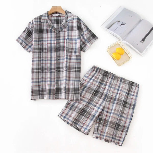 Mens Short Pyjama Set Cotton Pyjamas T Shirt Shorts Loungewear Sets Nightwear