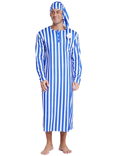 Mens Nightwear Sleeping Pajamas Halloween Nightgowns Arab With Hat Outfits Up