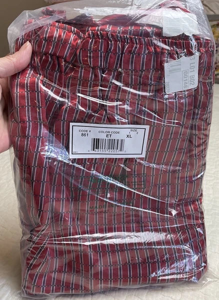 Haband Satin Pajama Set Men’s XL New In Package Red Plaid