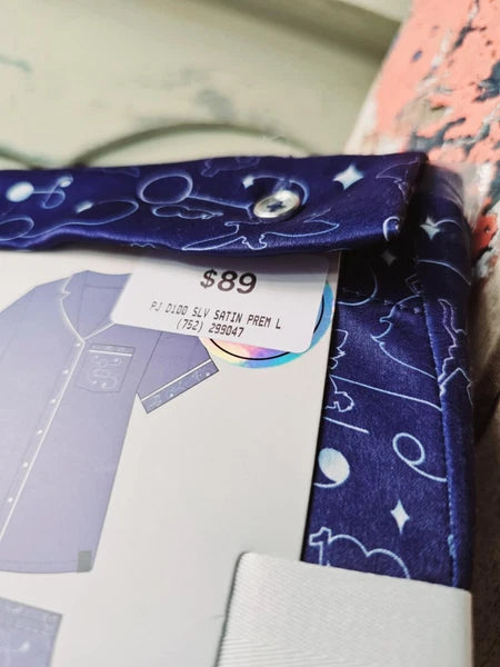 DISNEY 100 Years Satin Pyjama Set Mens SIZE LARGE Blue Short Sleeve BNWT