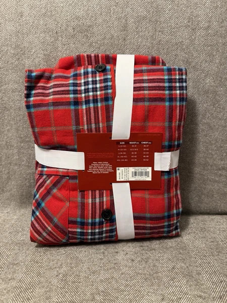 New! Target Wondershop Men's Red Plaid Cotton Pajamas Set, Size Large