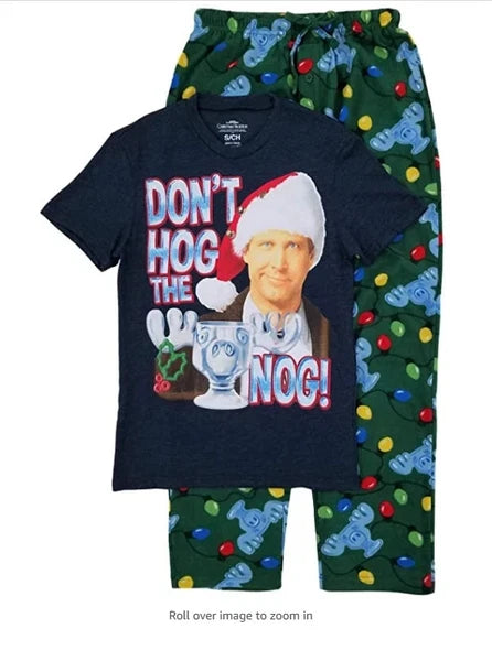 National Lampoon's Pajamas Christmas Vacation 2 Pc Set (Men's M) DON'T HOG NOG