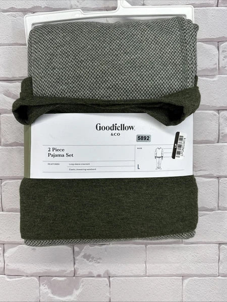 Men’s Solid Elevated Long Sleeve Pajama Set-Goodfellow & Co Olive Green L