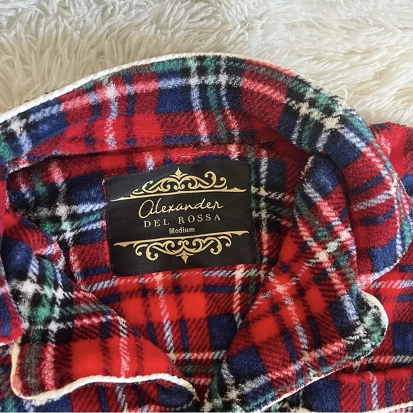 Alexander Del Rossa Pajamas Medium Men's  Plaid Red Unisex Fleece 2-piece