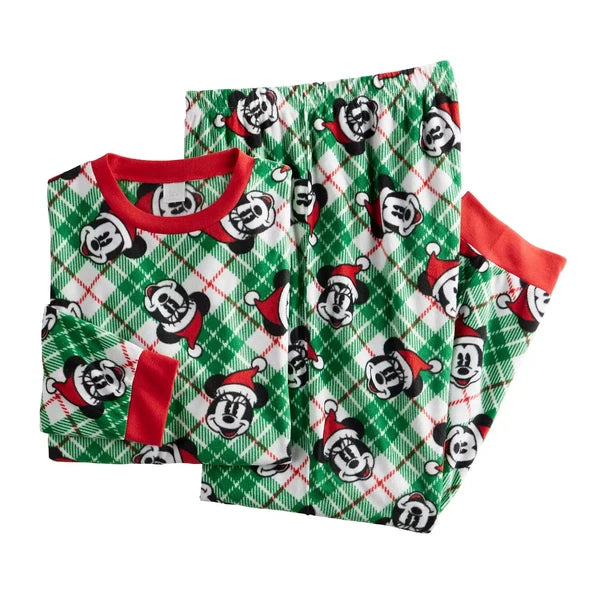 DISNEY MICKEY MOUSE FLEECE CHRISTMAS PAJAMA SET Men's Size Large NEW WITH TAGS!!