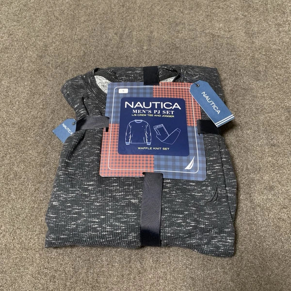 Nautica Men's Pajama Set Sleep T-Shirt Pants Lounge Set Charcoal Heather S