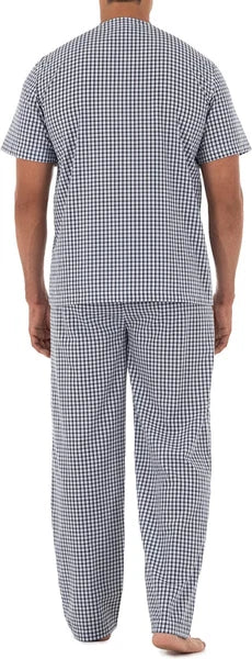 Fruit of the Loom Pajama Lounge Set Men Size 4XL Navy Plaid Check Drawstring NEW