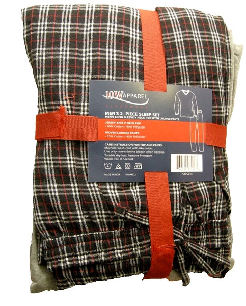 Men's 2 Piece Pajama Set By 10W Apparel, Drawstring, Red & Black, 2XL, LS, New