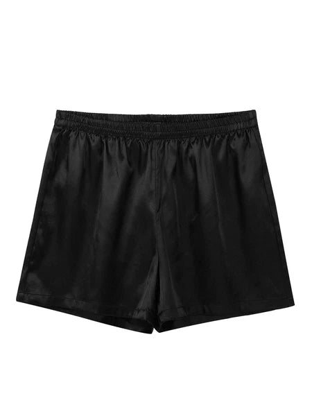Mens Satin Pajamas Set Lounge Shorts Tank Top Silk Shirt Sleepwear Nightwear