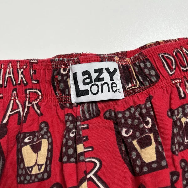 Lazy One Don’t Wake The Bear Mens Pajama Set, Pants and Shirt - Size L